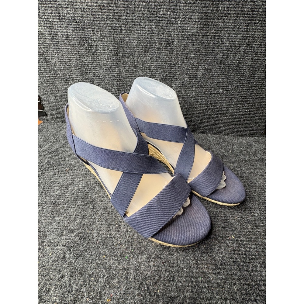 LifeStride Siesta Str Navy Blue Espadrille Wedge Sandals Womens 9M Comfort Flex